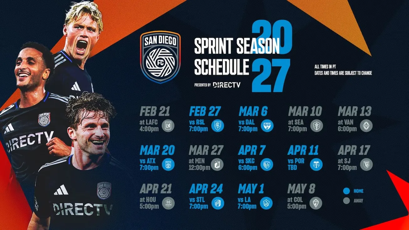 San Diego FC’s 2027 MLS Sprint Season Schedule Is Set, Beginning With LAFC