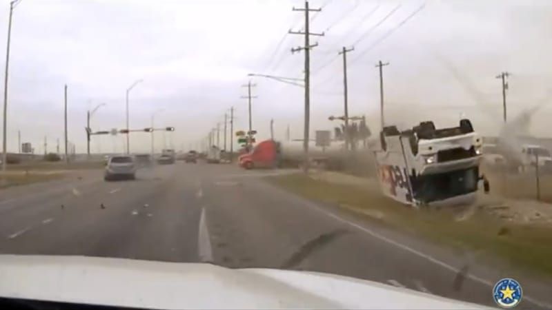 WATCH: FedEx Truck Flips During Collision With Smuggler Fleeing Texas Police