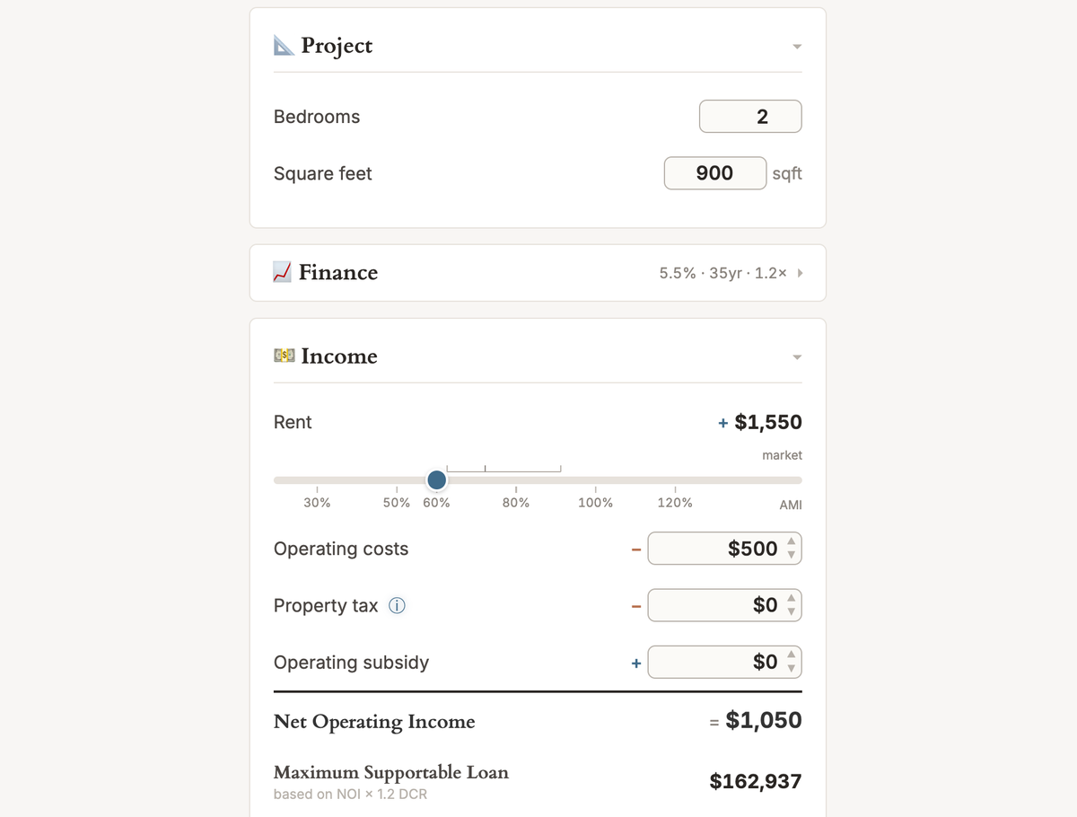Interactive social housing finance tutorial
