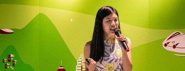 Esther Chan pitiching at EIA HK 2019