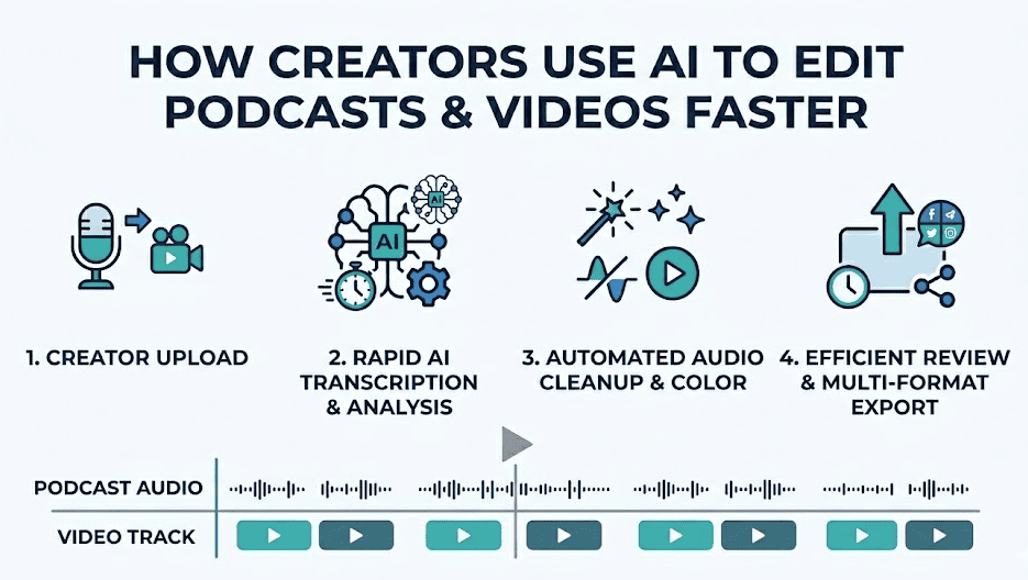 How Creators Use AI to Edit Podcasts & Videos Faster (Workflow Guide)