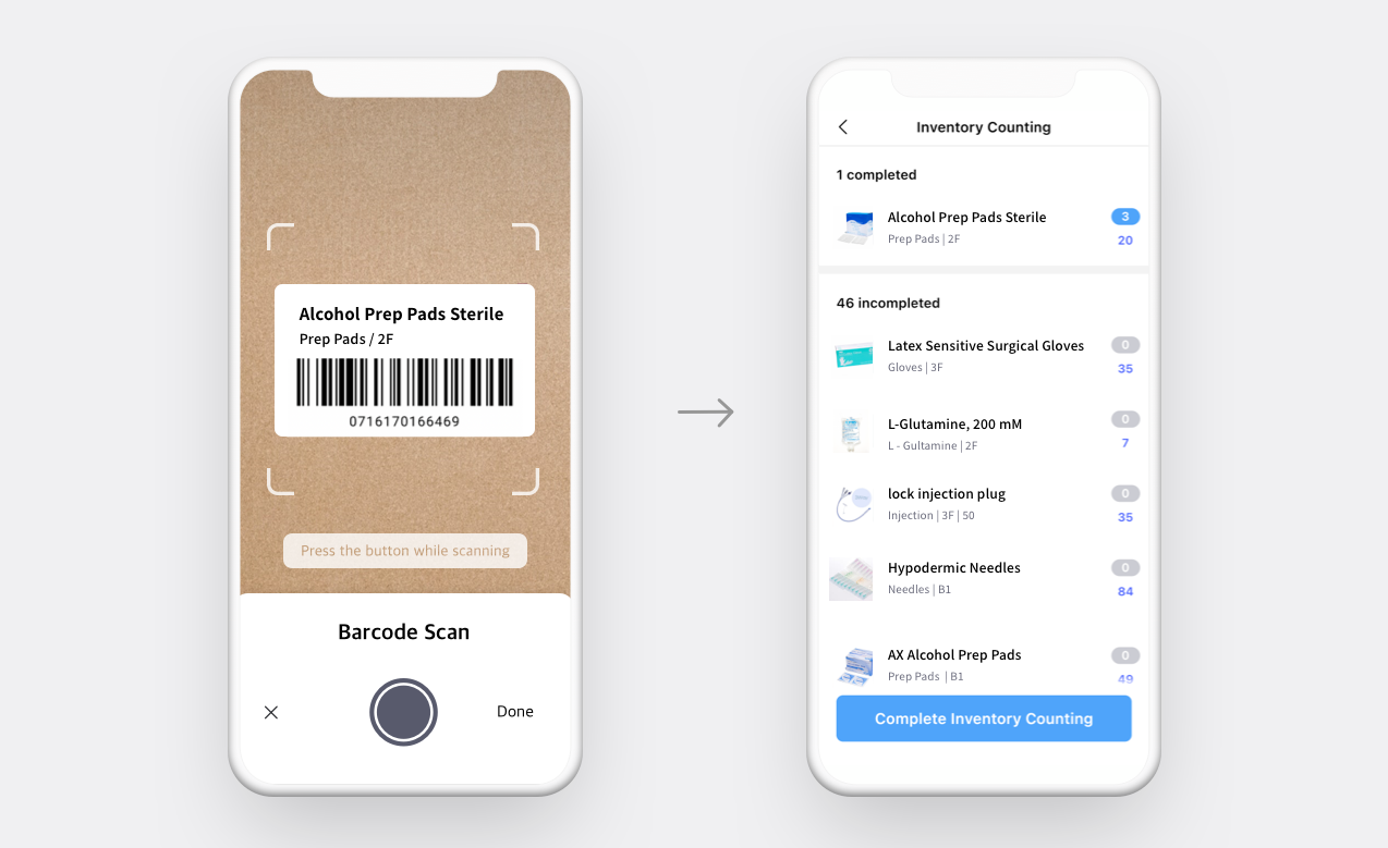 BoxHero mobile app barcode scanning and inventory counting feature