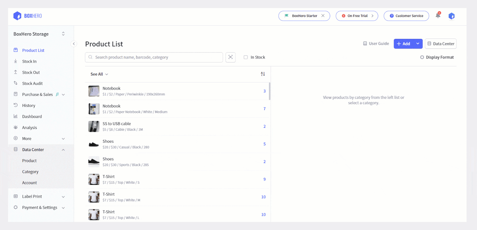 GIF: Importing Item Data from Excel to BoxHero