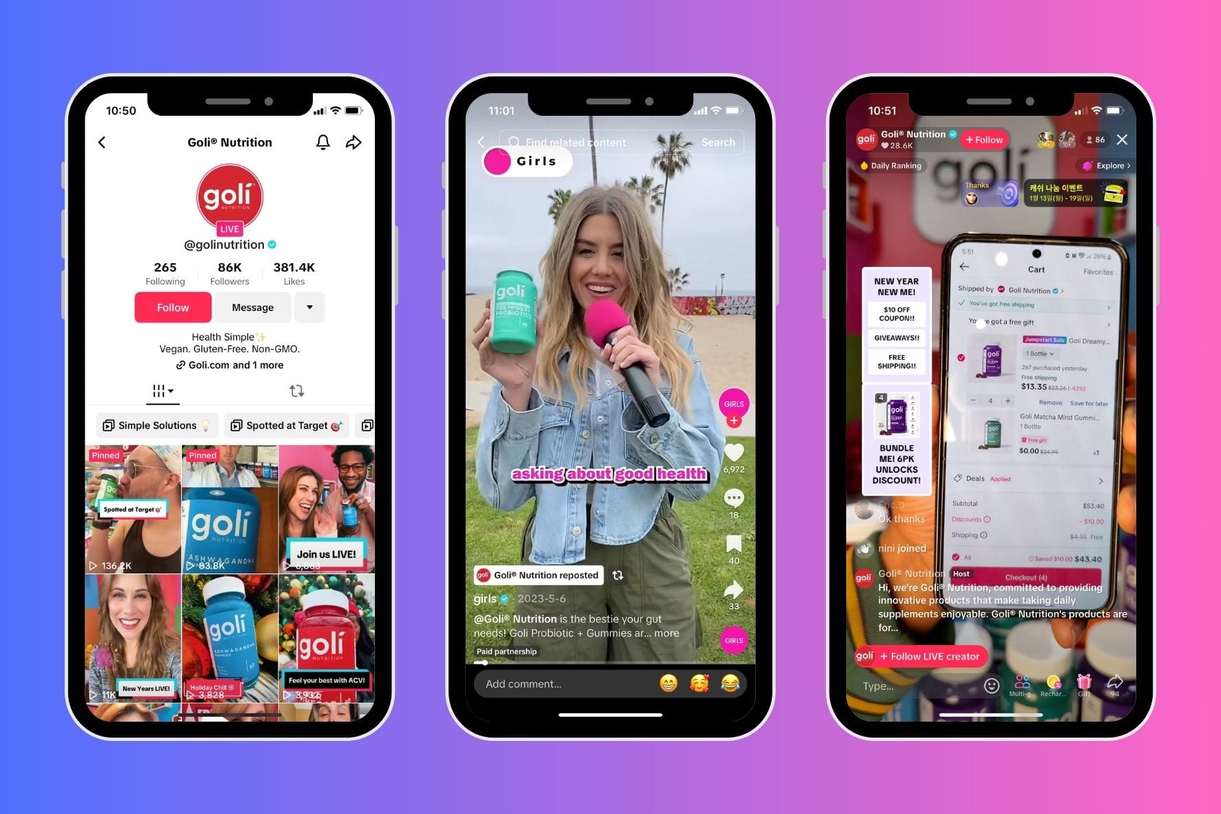 Goli Nutrition collaborated with affiliates and creators to market their products.