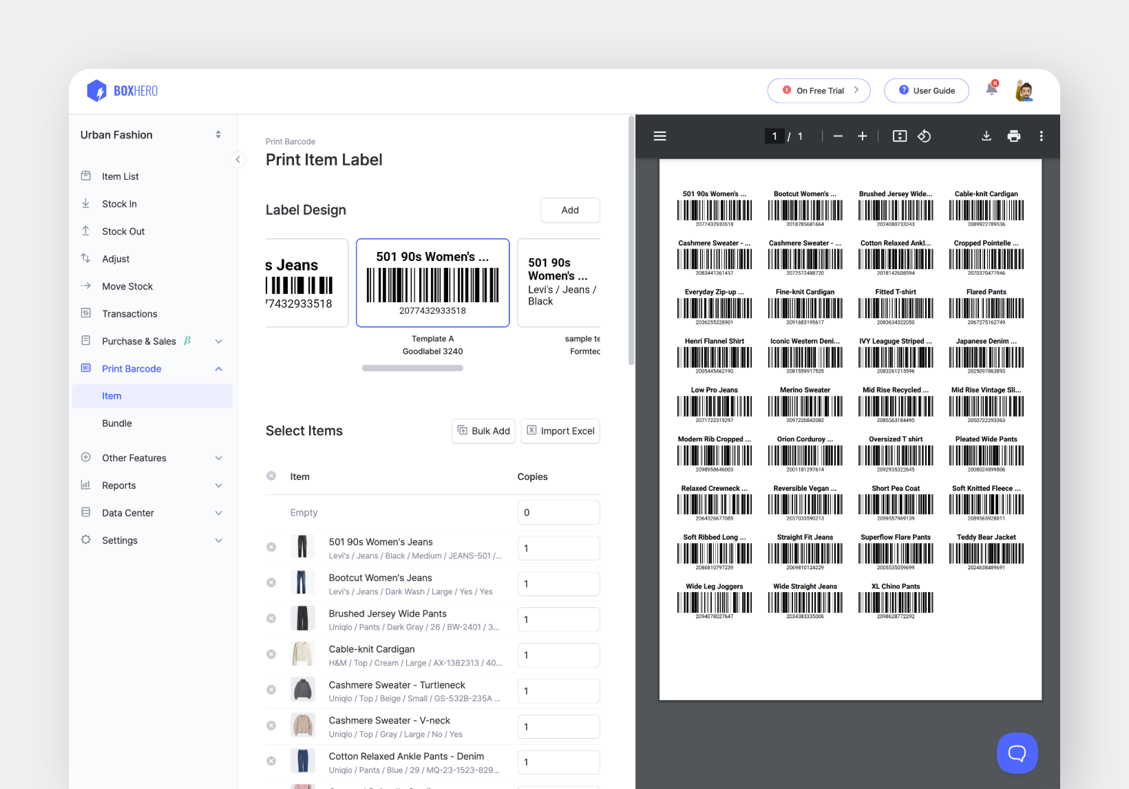 You can create and print your own barcodes with BoxHero’s Barcode feature.&nbsp;