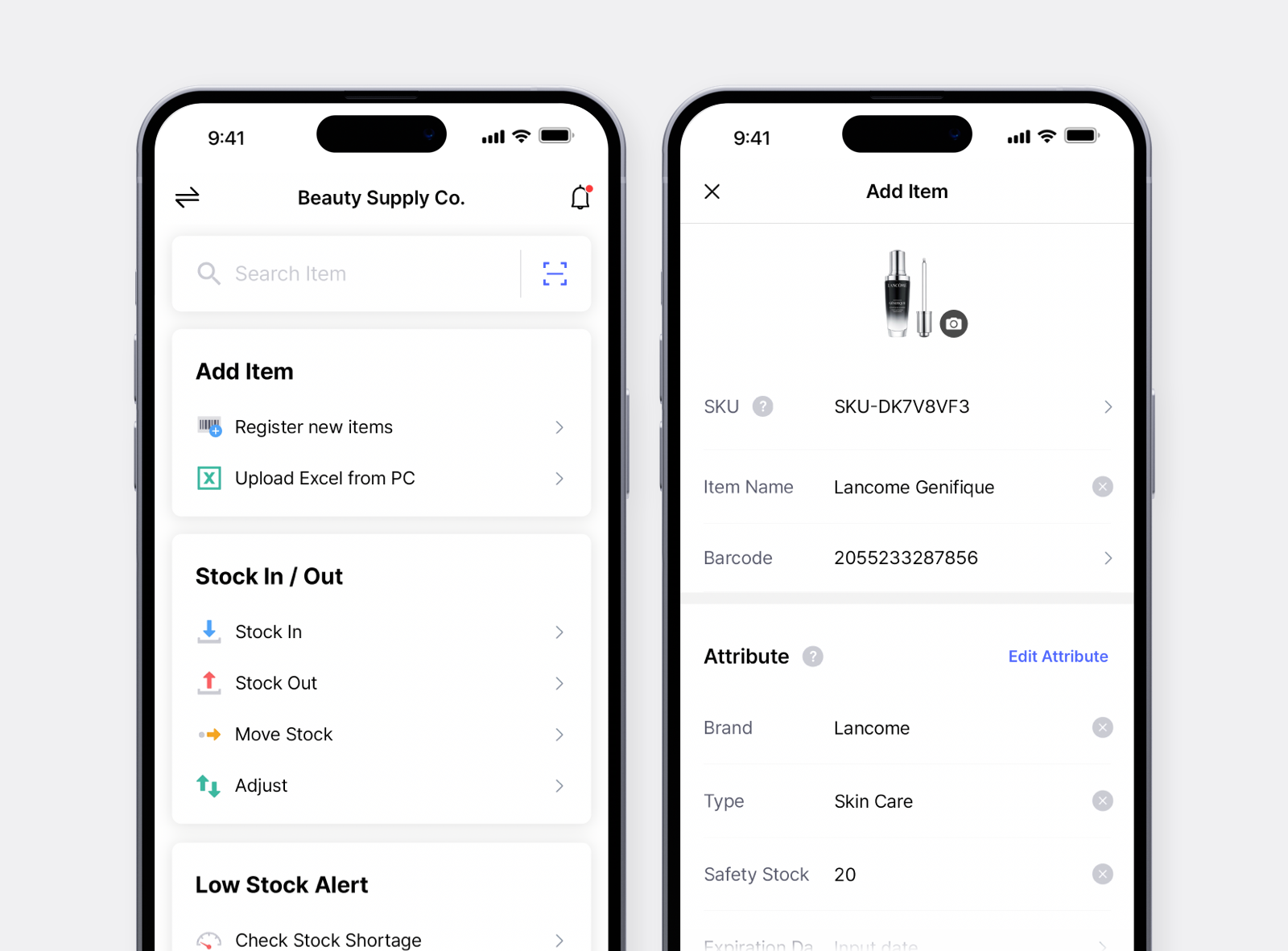 BoxHero Mobile UI Screenshots: Add Item