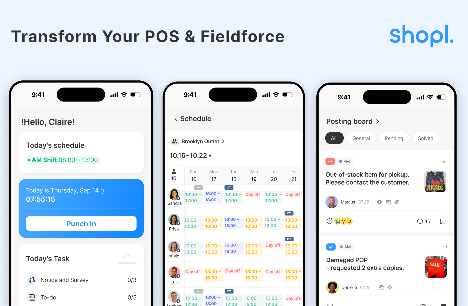 Shopl Fieldforce & Retail Management App Screenshots