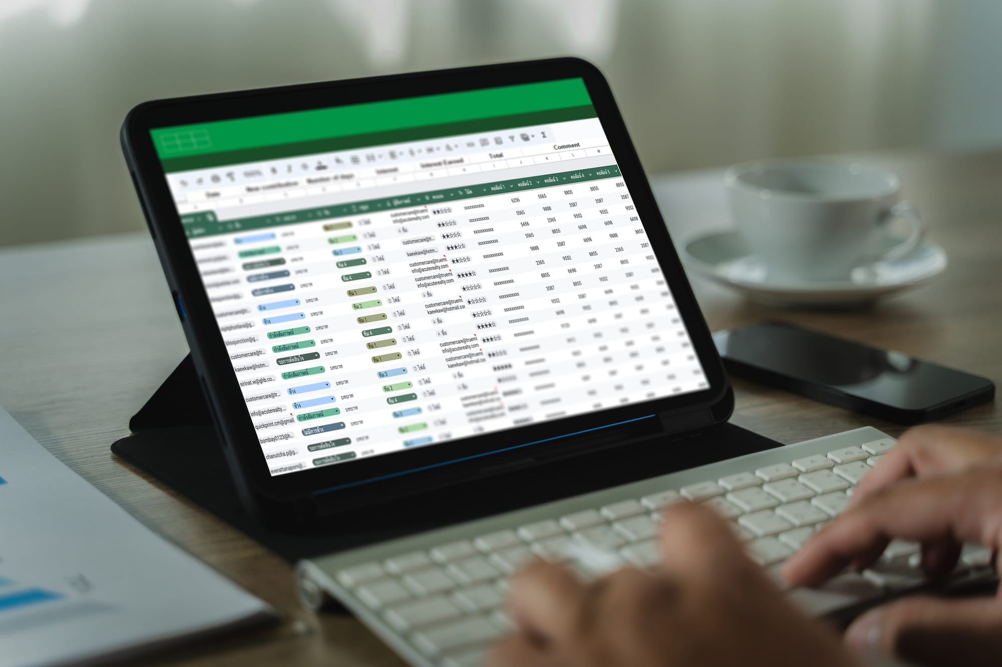 Businessman working with data in Microsoft Excel spreadsheet document for analysis