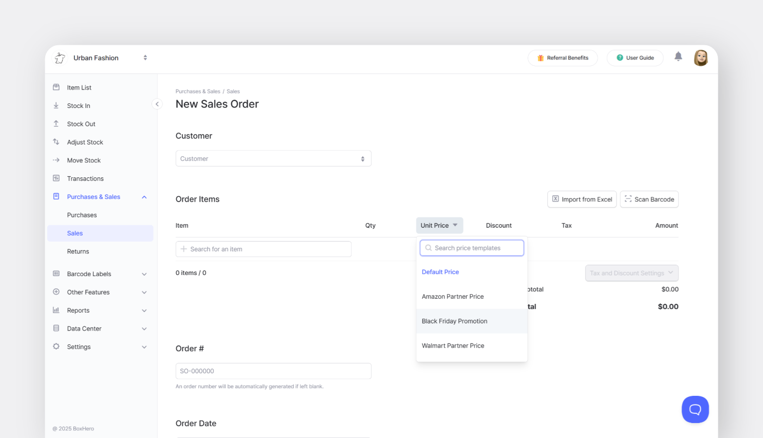 Applying a Price List in a Sales Order