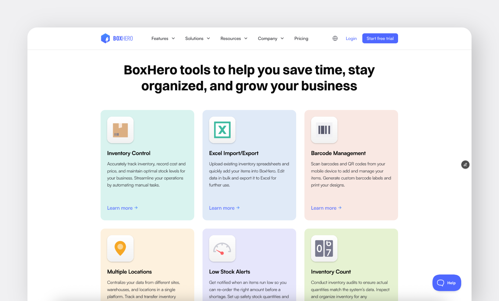BoxHero Website - All Features