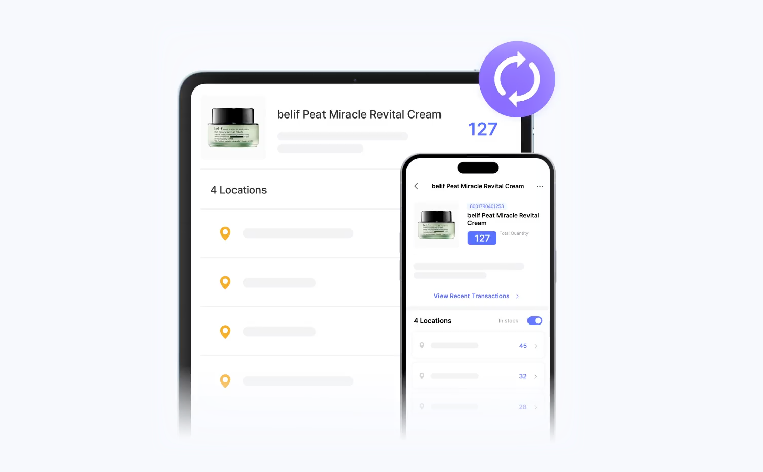 BoxHero App UI syncing across tablet and mobile devices