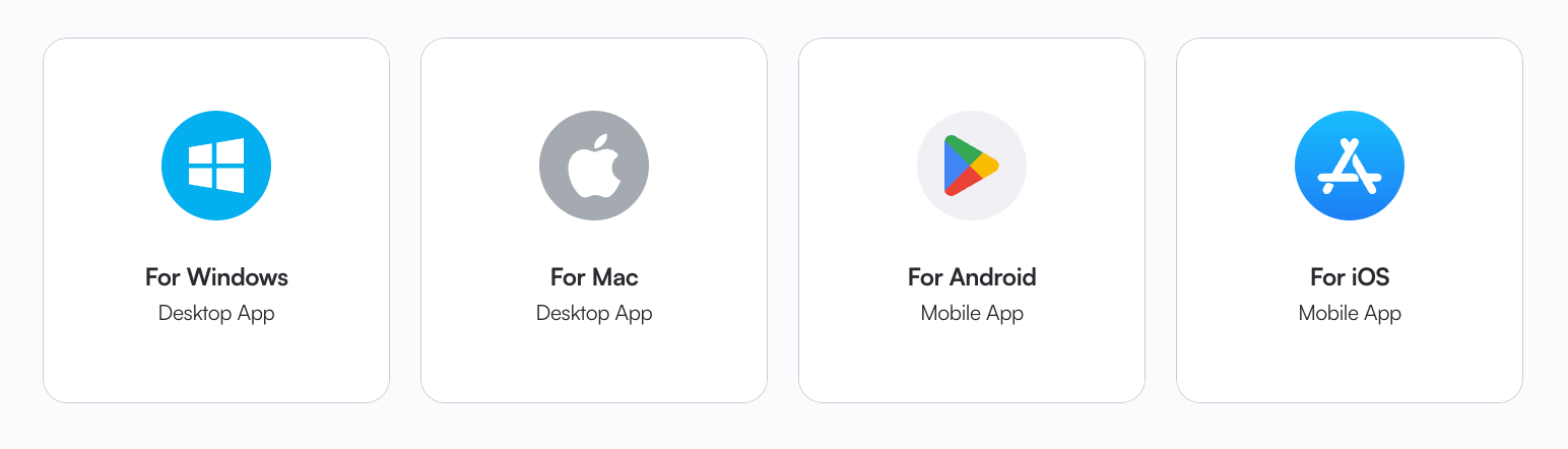 Desktop App & Mobile App Icons for Downloading on Windows, Mac, Android, iOS