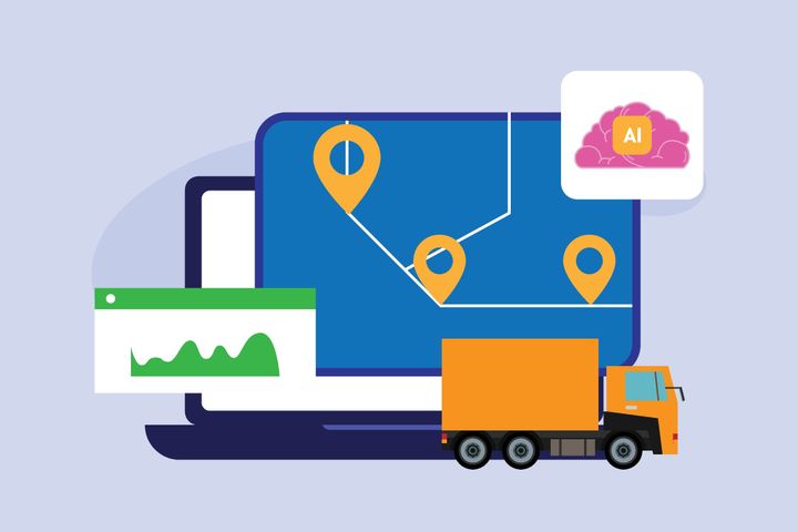 City Logistics using a Truck 2d flat vector illustration for order tracking