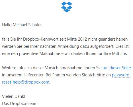 E-Mail von Dropbox
