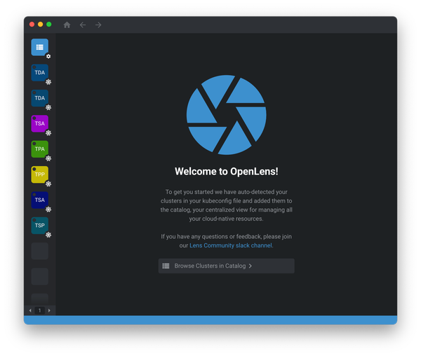 OpenLens 실행 화면