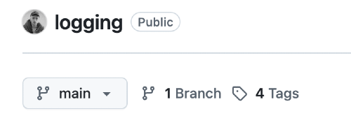 A screenshot of the logging repo on github, featuring the avatar of Louis Pilfold.