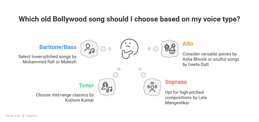 Which bollywood song should i choose based on my voice type?