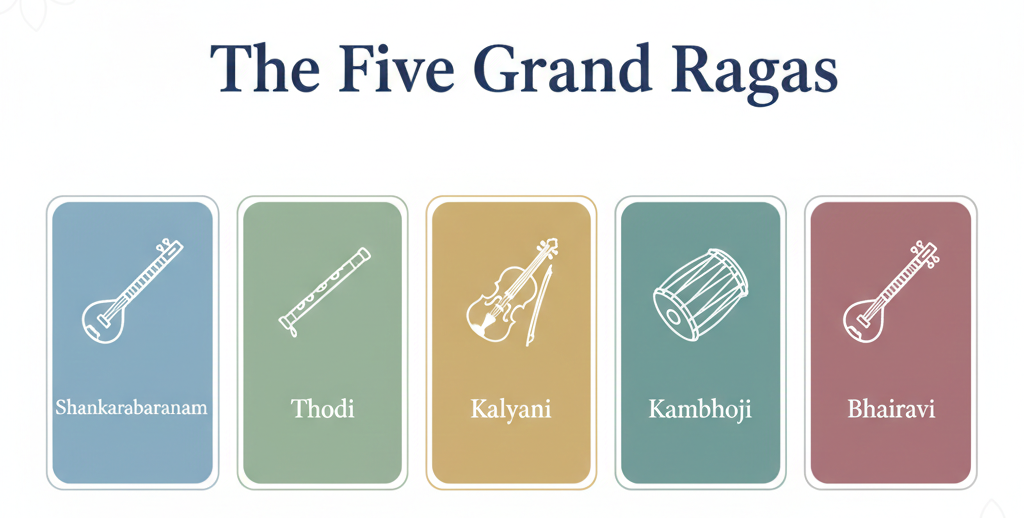 Five Grand Ragas in Carnatic Music