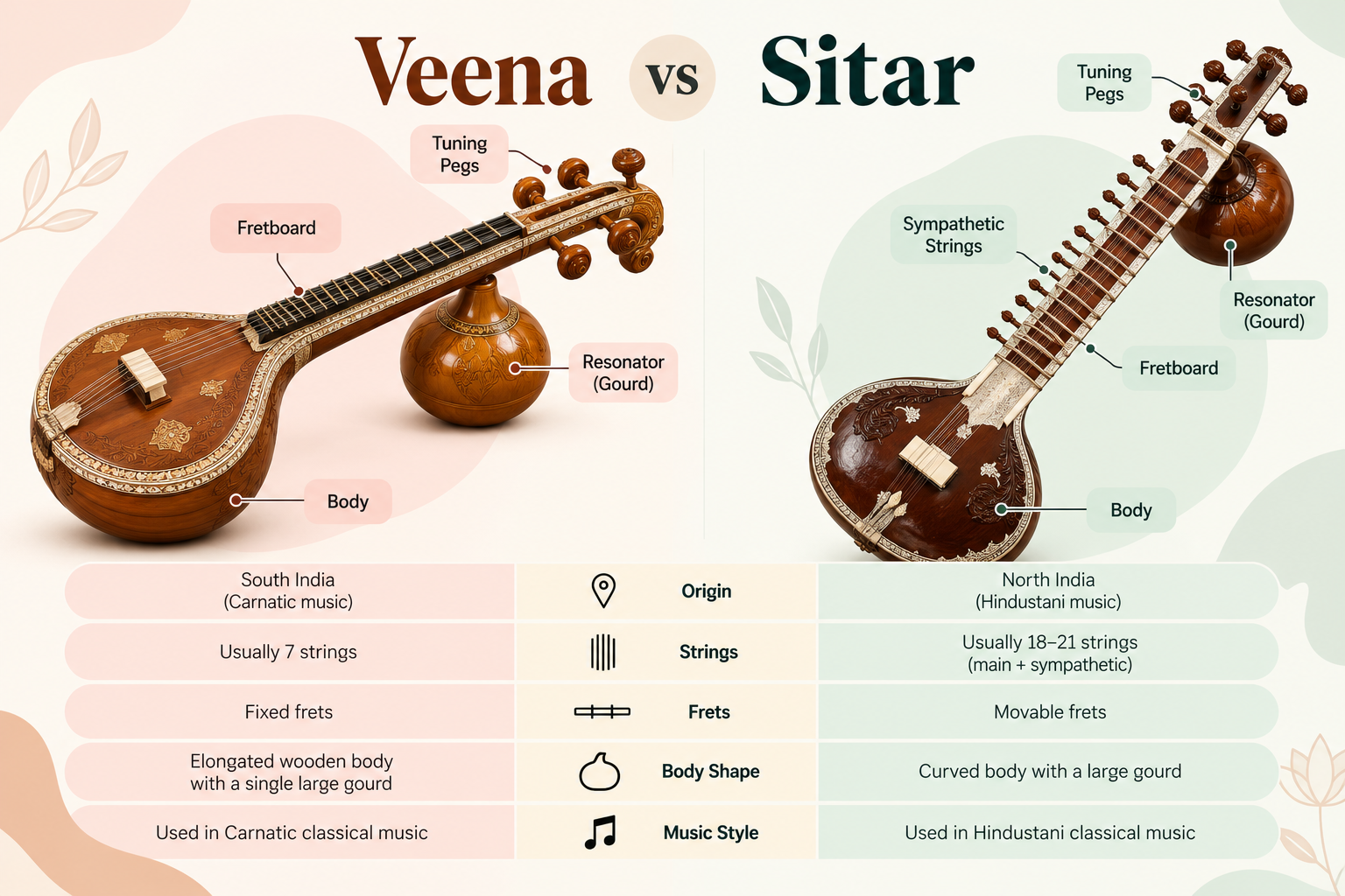 Sitar and Veena