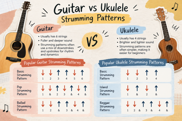 Alt tag - Guitar vs Ukulele Strumming Patterns