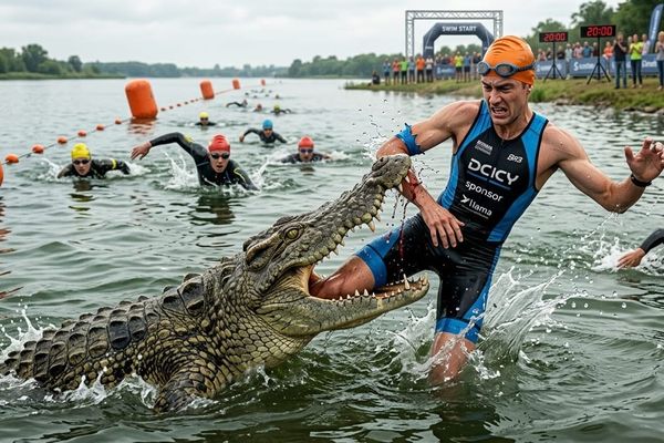 Triatleta atacado por jacaré escapa de forma inusitada