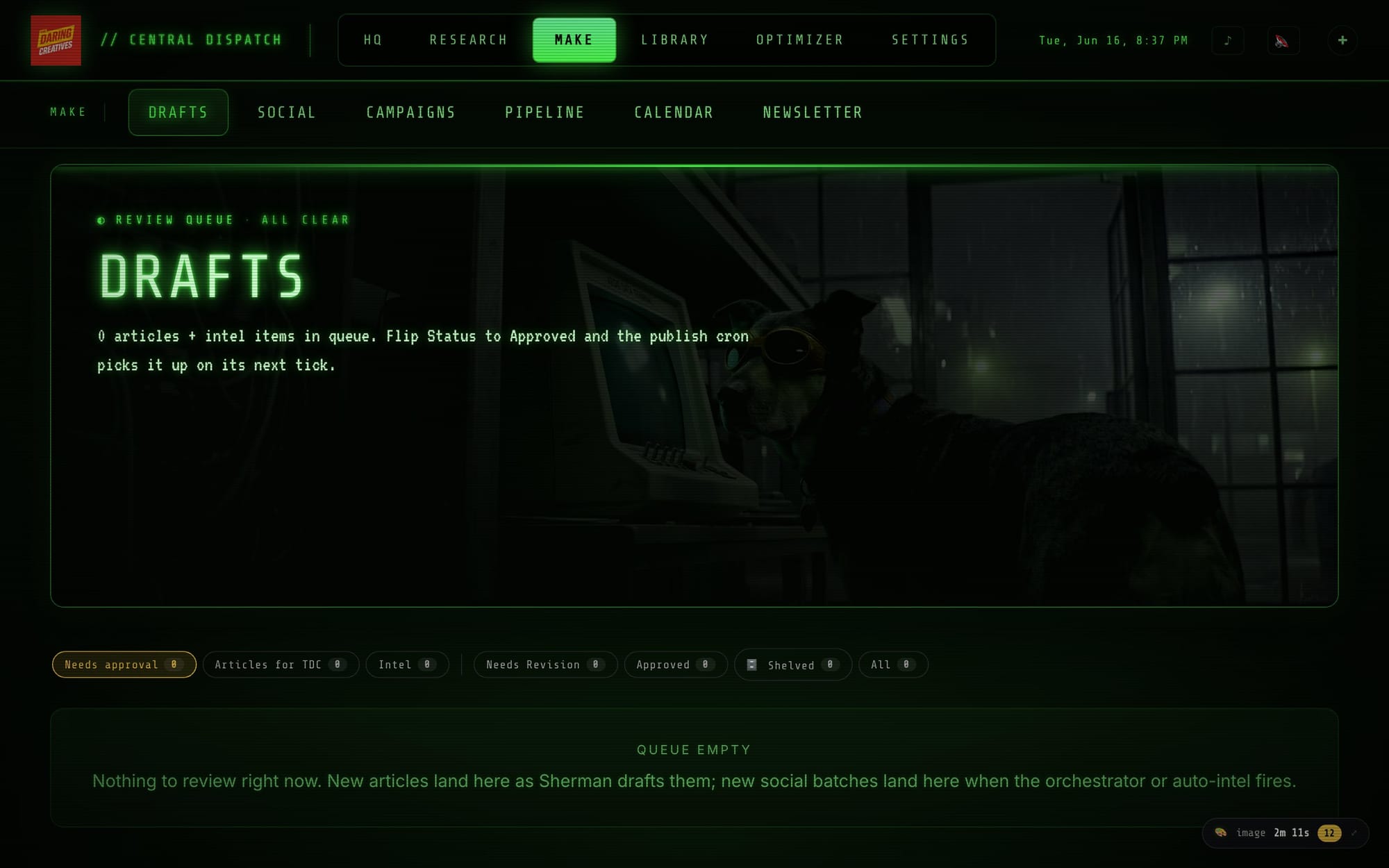 The For Review queue in the Command Center