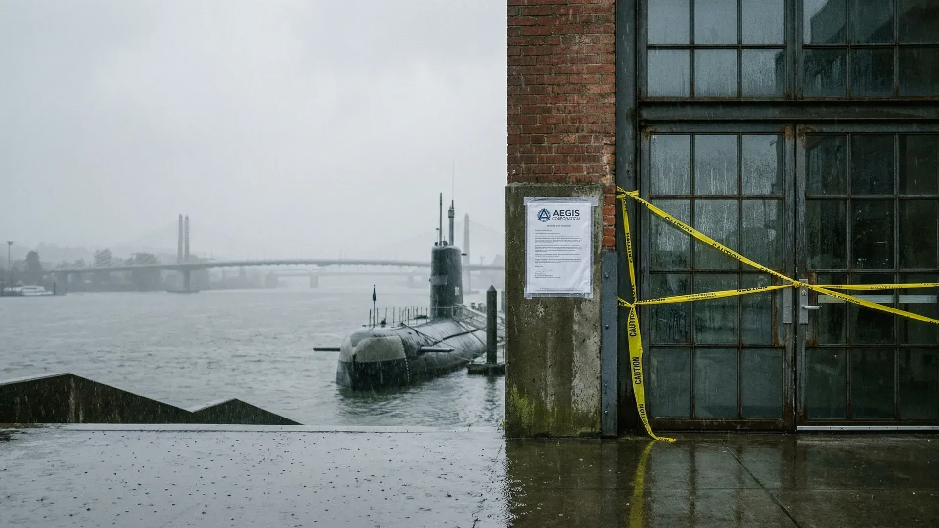 Naval submarine Hull 581 exhibit entrance with temporary closure signs for historical assessment review