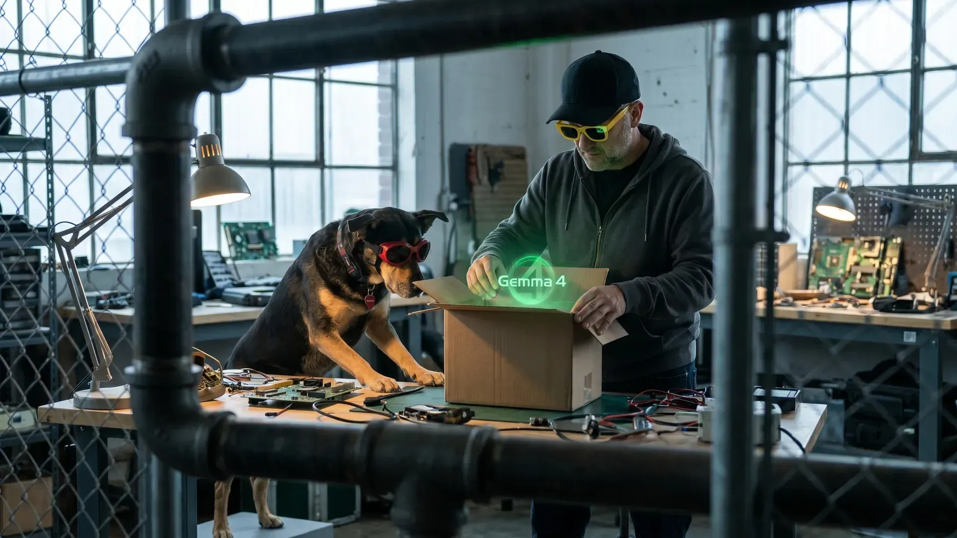 Racing competitors represented by open source AI logos and symbols speeding toward a finish line on digital track