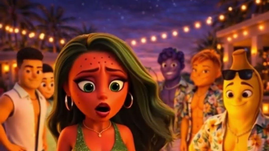 AI Cinema creator working on Fruit Love Island animated series featuring anthropomorphic fruit characters