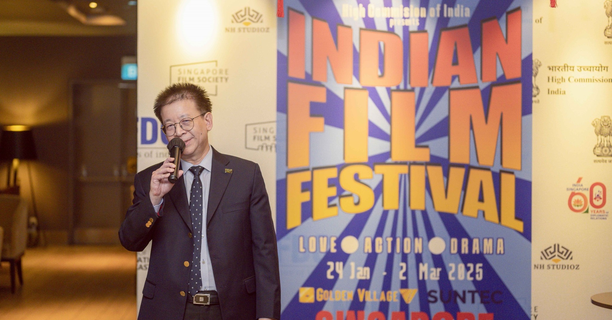Chairman of the Singapore Film Society, Kenneth Tan, at the opening of the Indian Film Festival.