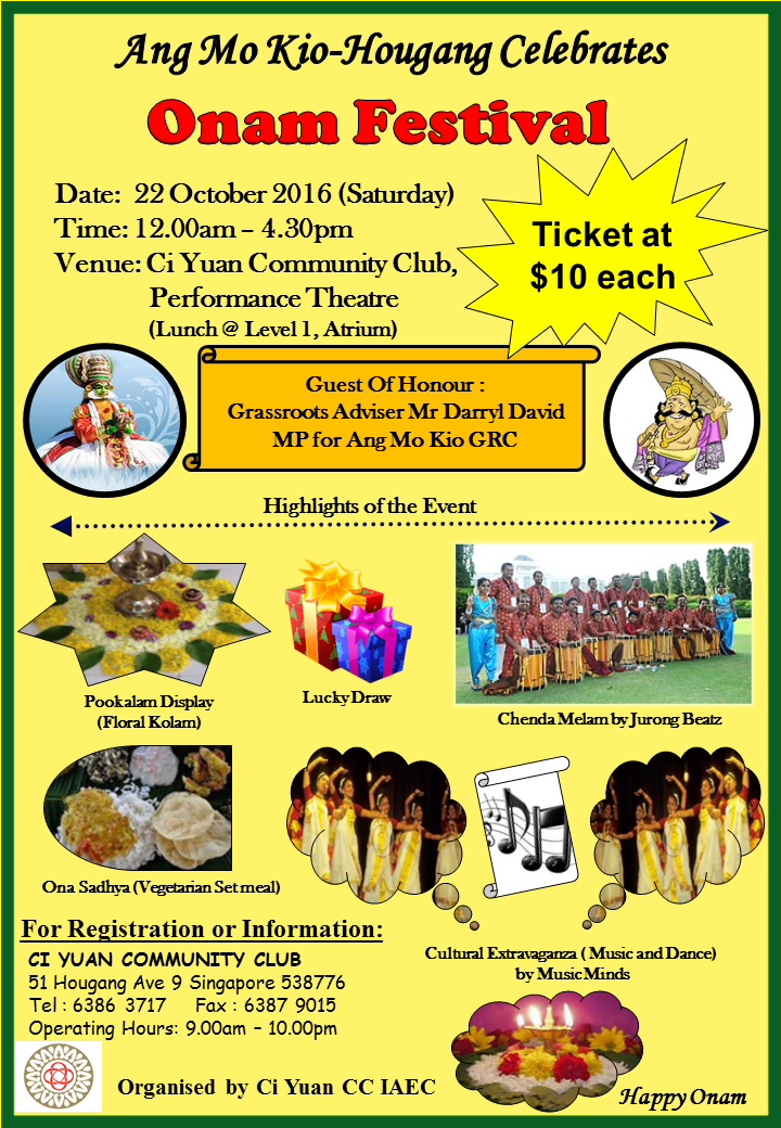 Onam festival at Ang Mo Kio-Hougang on 22nd October