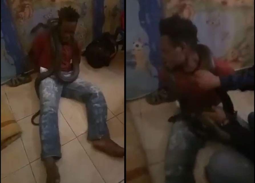 പാമ്പിനെ ഉപയോഗിച്ച് ഭയപ്പെടുത്തിയുള്ള  പോലീസിന്റെ ചോദ്യം ചെയ്യൽ: ദൃശ്യങ്ങള്‍ പുറത്ത്