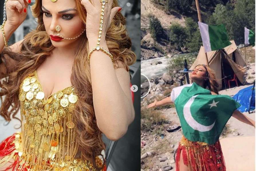 പാകിസ്താന്‍ പതാക നെഞ്ചിലേറ്റിയ  രാഖി സാവന്തിന്  നേരെ  സൈബർ ആക്രമണം; വൈറലായി  ചിത്രം