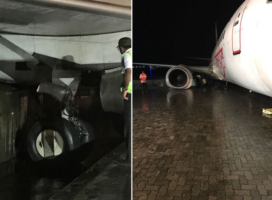 നെടുമ്പാശേരി വിമാനത്താവളത്തില്‍ ലാന്റിംഗിനിടെ വിമാനം അപകടത്തില്‍പ്പെട്ടു; അപകടം ഒഴിവായത് തലനാരിഴയ്ക്ക്