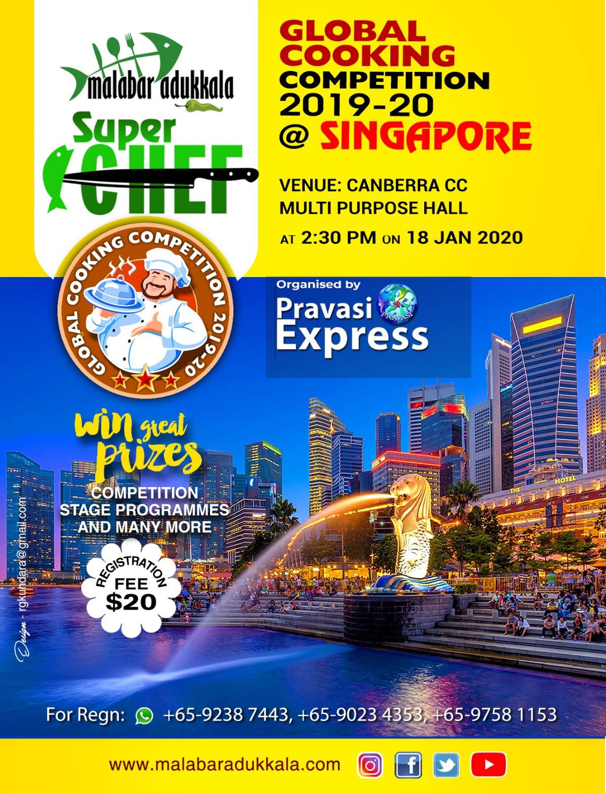 “Malabar Adukkala Global Cooking Competition 2019-20”at Singapore on 18th Jan 2020