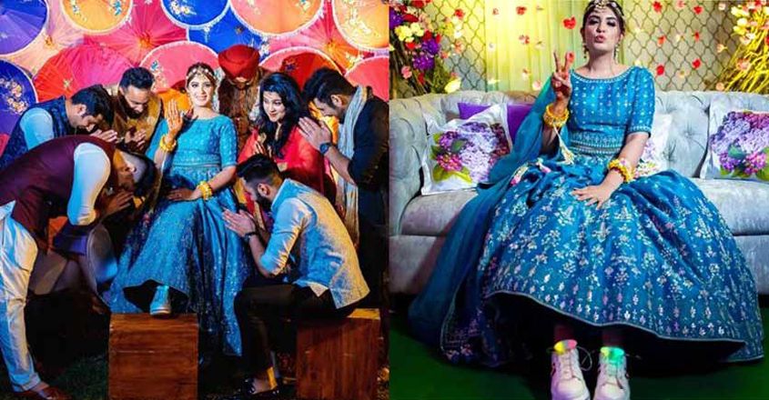 മെഹന്ദി ചടങ്ങിൽ ലഹങ്കയെക്കൊപ്പം എൽഇഡി ഷൂസ്; വൈറലായി  വിവാഹ ചിത്രങ്ങൾ