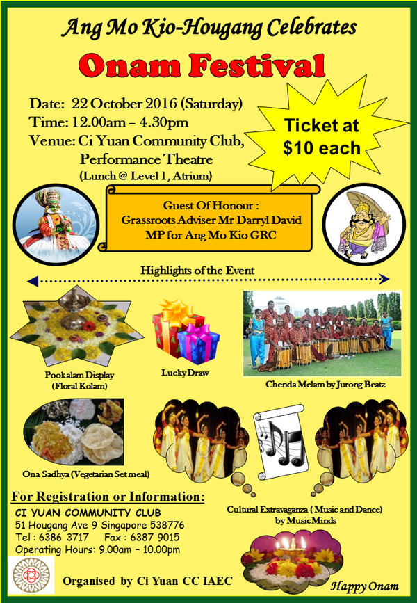 Onam festival at Ang Mo Kio-Hougang on 22nd October
