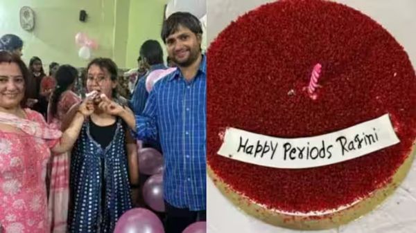 മകളുടെ ആദ്യ ആർത്തവം കേക്ക് മുറിച്ച് ആഘോഷിച്ച് അച്ഛന്‍; വീഡിയോ വൈറല്‍