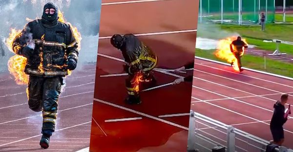 ശരീരത്തിൽ തീയുമായി ഓടി, അഗ്നിശമനാ സേനാംഗത്തിന് ഗിന്നസ് റെക്കോർഡ്