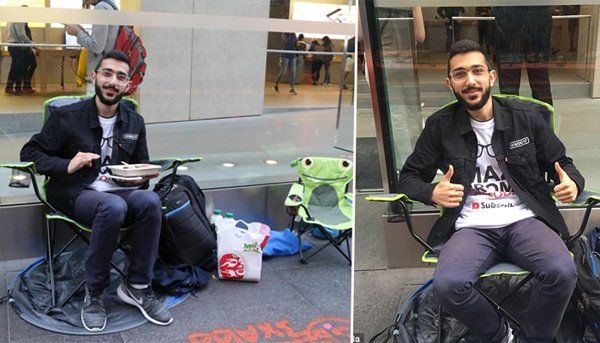 ആ​പ്പി​ൾ ഐഫോണ്‍ 8 സ്വന്തമാക്കാന്‍ ഒരാഴ്ചത്തേക്കുവേണ്ട സാധനസാമഗ്രഹികളുമായി കടയ്ക്കു മുന്നില്‍ ഒരാള്‍