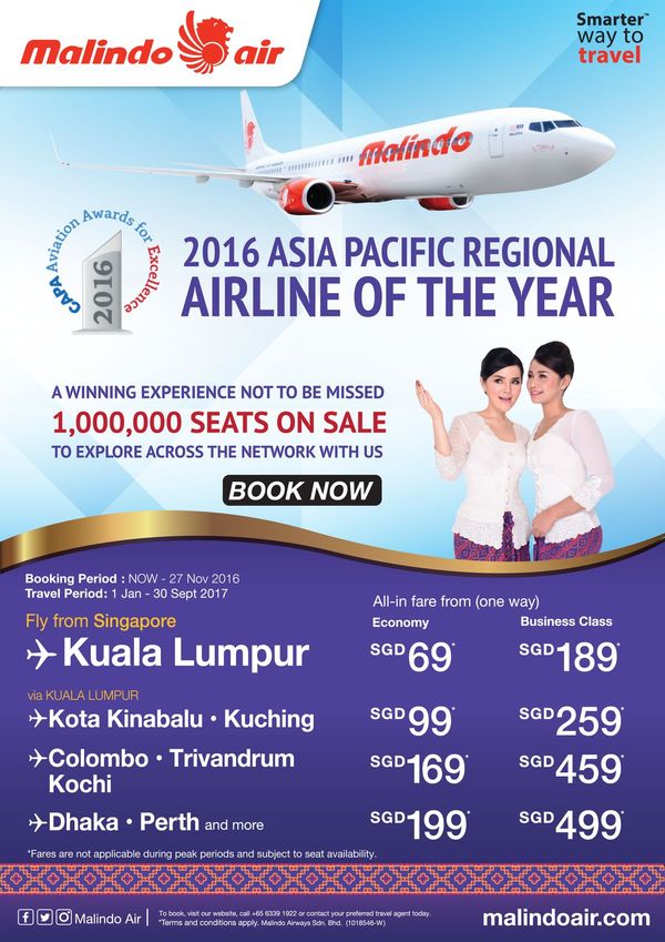 Malindo Air celebrates 2016 Asia Pacific Regional Airline award with exclusive offers