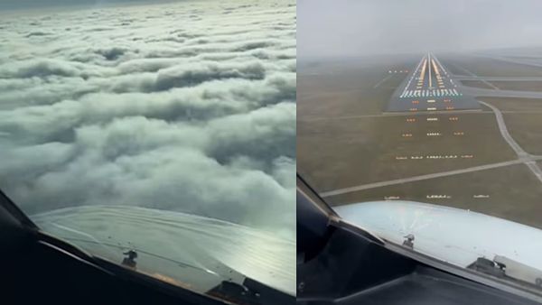 മേഘങ്ങൾക്കുള്ളിലൂടെ പറന്ന്; ലാൻഡിങ് വിഡിയോ പങ്കു വച്ച് പൈലറ്റ്