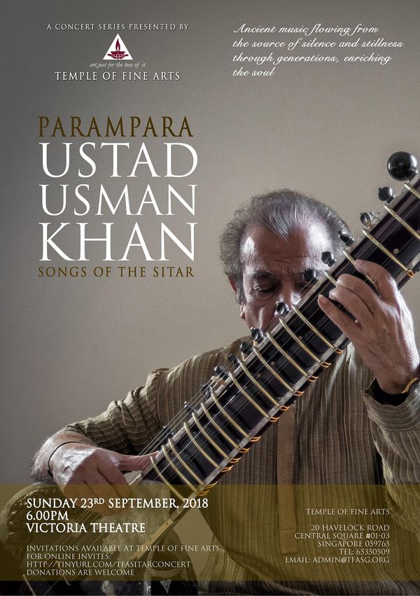 Temple of Fine Arts’  Parampara - Songs of the Sitar by Ustad Usman Khan on 23rd Sept 2018