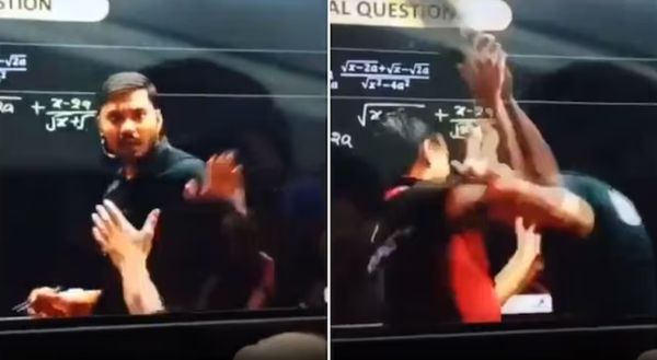അധ്യാപകനെ ചെരുപ്പൂരി അടിച്ച് വിദ്യാർത്ഥി: വീഡിയോ
