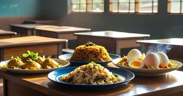ബിരിയാണിയും ഫ്രൈഡ് റൈസും ഔട്ട്; സ്കൂളുകളിൽ ഇനി ചോറും രണ്ട് കറിയും മാത്രം: മെനു വെട്ടി യു.ഡി.എഫ്