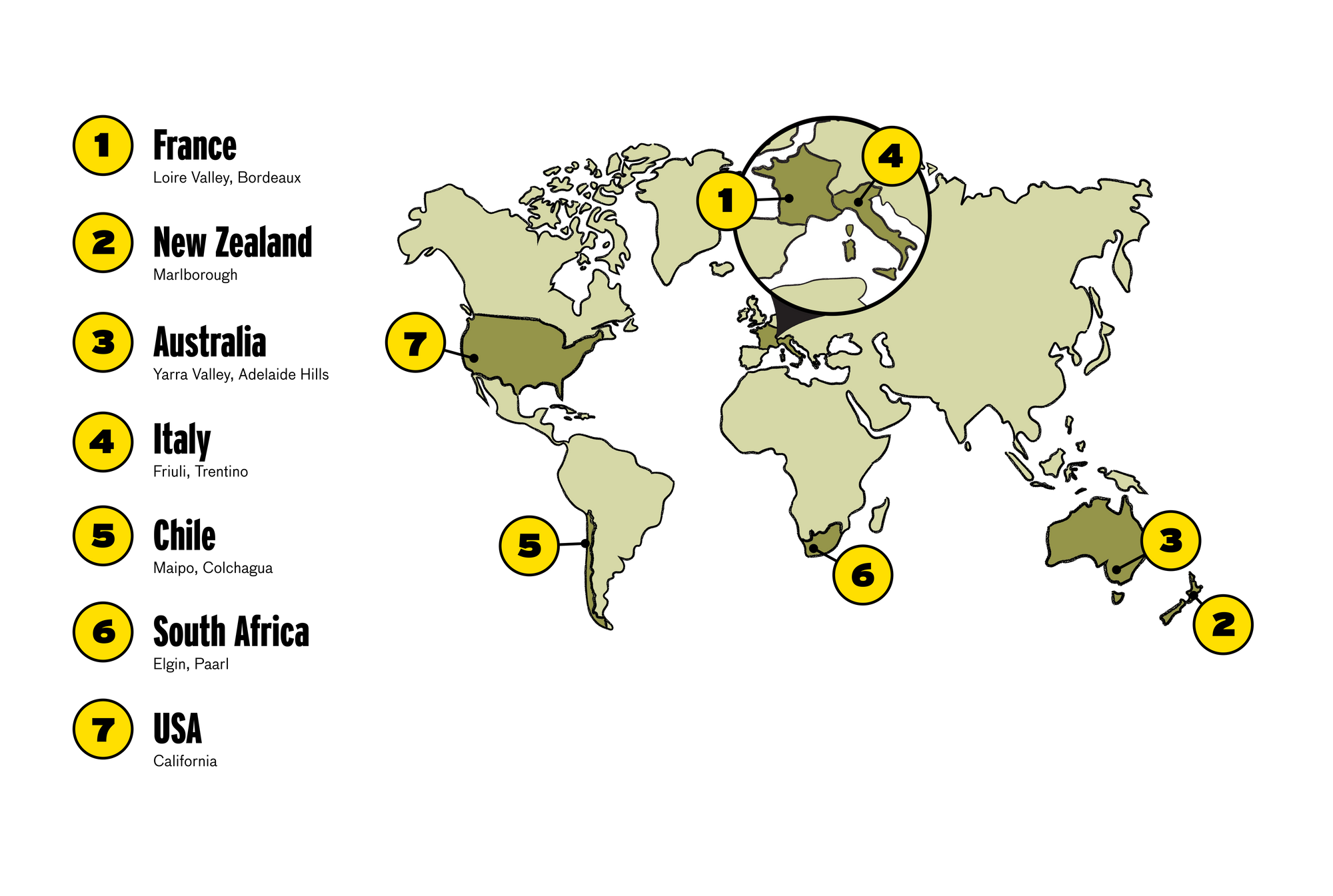 Sauvignon Blanc wine regions map