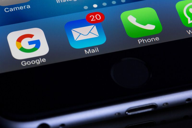 Emails on a phone