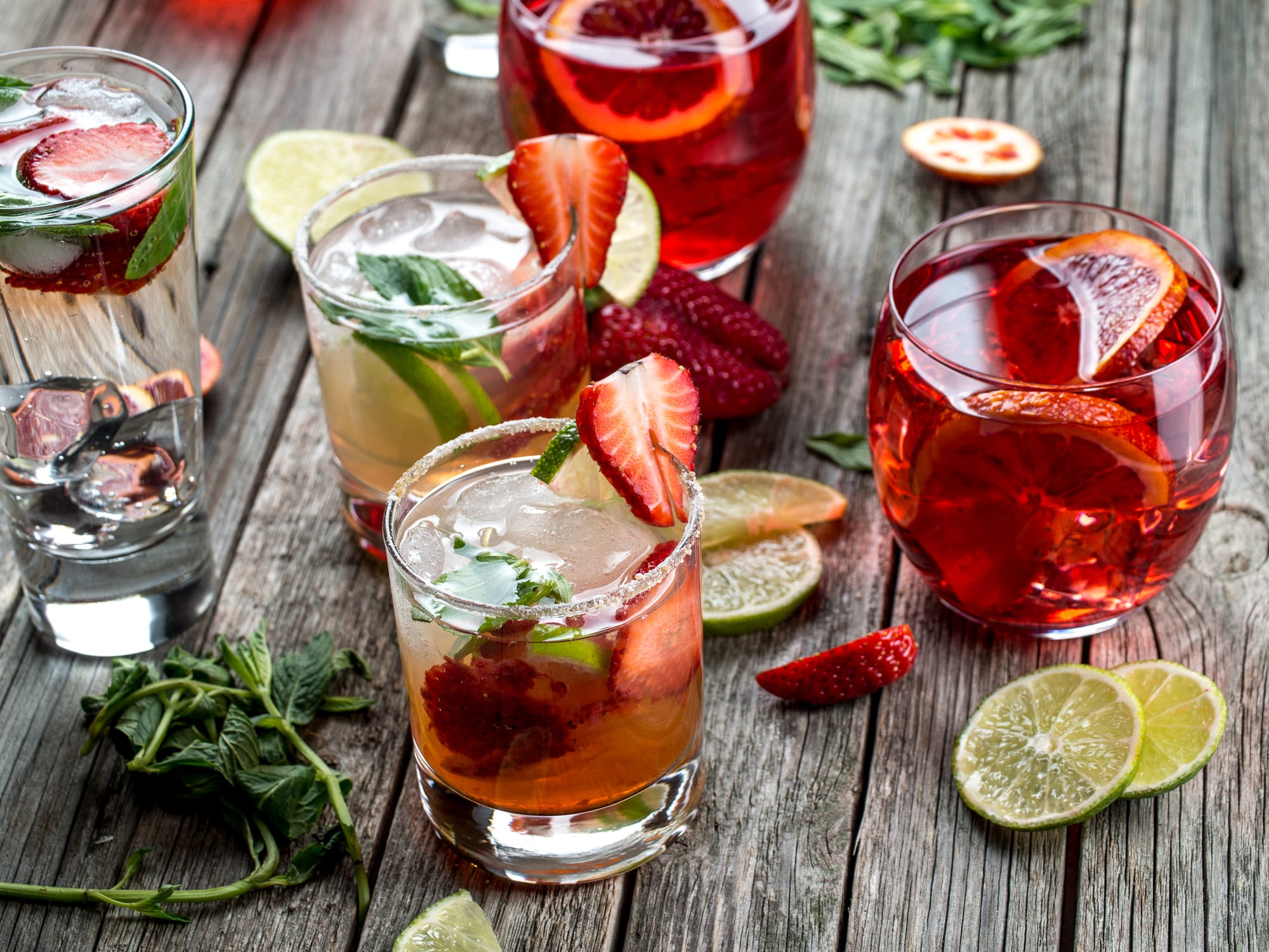 Drinks with fruit garnishes