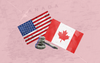 Graphic of the United States and Canada flags with a gavel, symbolizing legal decisions related to asylum in Canada.