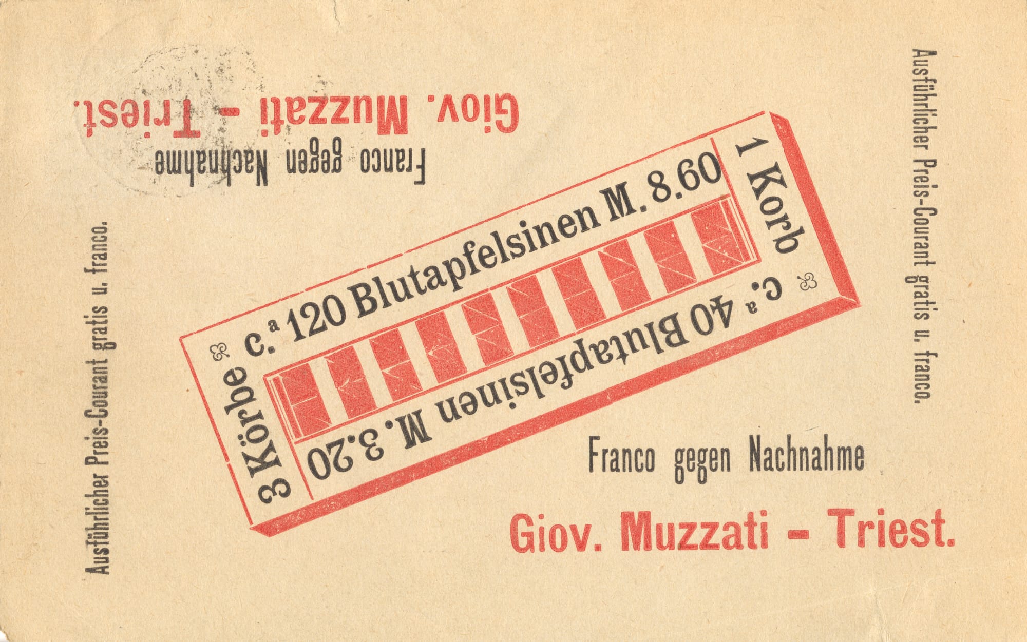 Front of an Advertising Postcard, Trieste, Italy [1891]